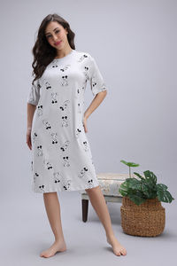Zivame Mickey and Friends Knit Cotton Loungewear Dress - Vapor Blue — thumbnail 3